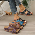 Amazon southeast asia new plus size wedge heel peep-toe sandals women's hollow-out stitching thick sole slippers women's in stock