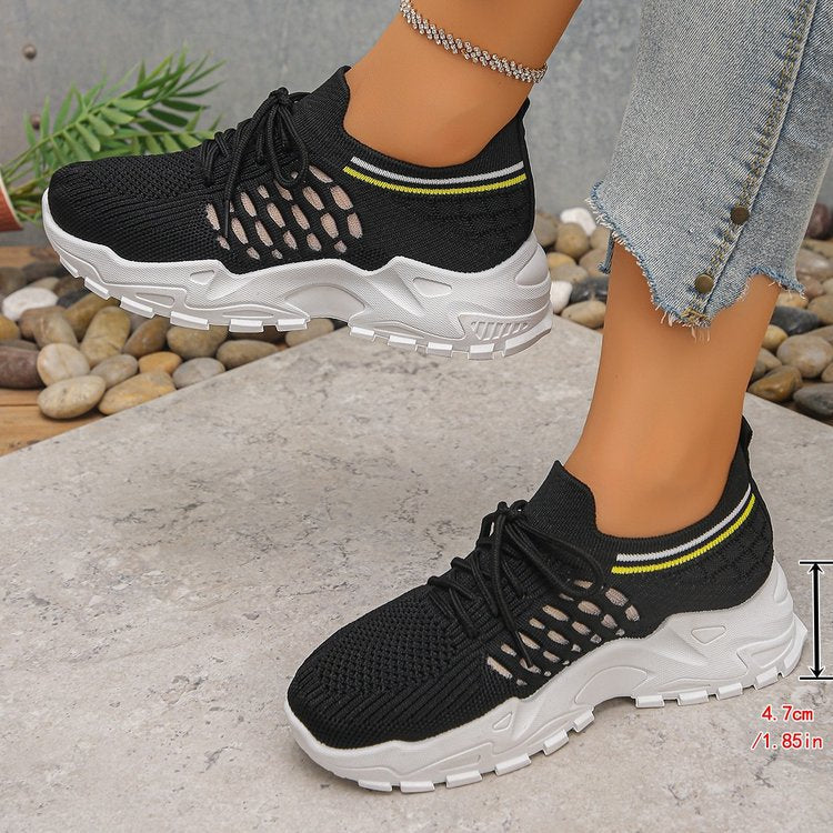 autumn new plus size chunky platform flyknit sneakers for women, export/cross-border trade, sizes 36-43. rush orders accepted. half size increments available