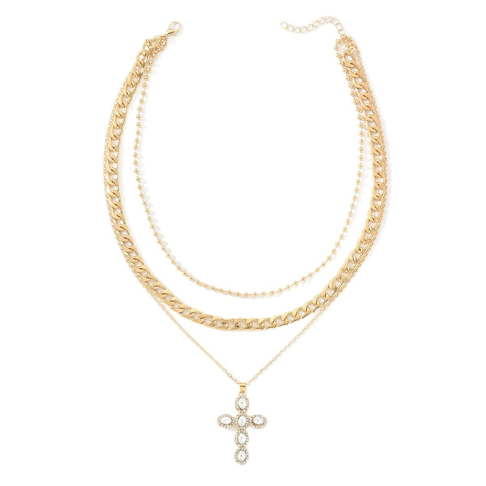 Stacked cross necklace wholesale cross-border trendy accessible luxury niche diamond pendant personalized high-end sweater chain