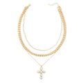 Stacked cross necklace wholesale cross-border trendy accessible luxury niche diamond pendant personalized high-end sweater chain