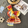 Summer chic: unique knotted colorful striped one-shoulder tank top - stylish, slim-fit cropped top for women