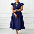 D3365  fashionexport summer new arrivalelegantol suit collar medium long double breasted african dress