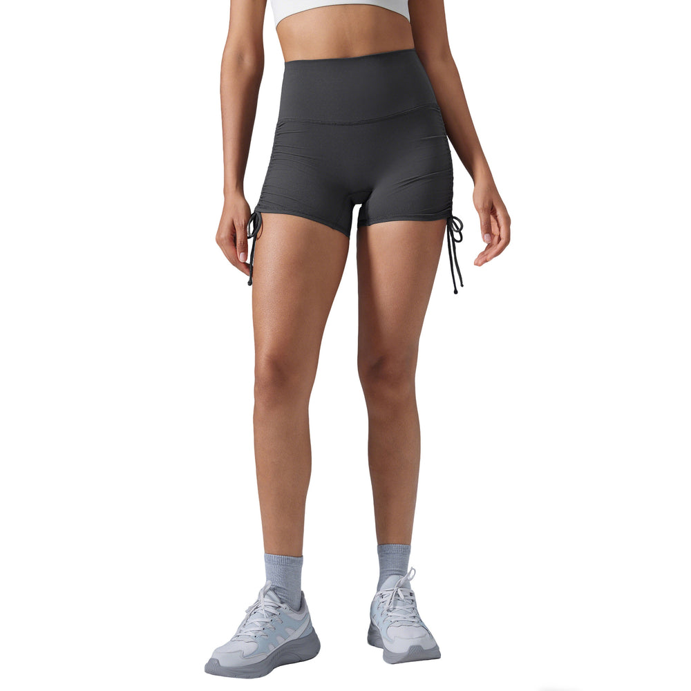 High-waisted, slim-fit yoga shorts for women - no t-line, ruched design, slimming, booty-lifting, workout shorts for summer - d25109