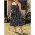Amazon plus size midi dress women's  summer new polka dot square neck beach sundress
