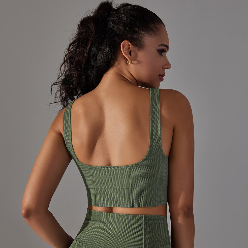 New arrival cross-border fashion seamless knittingpure color dot suspender beautiful back bra sports running fitness wear vest for women