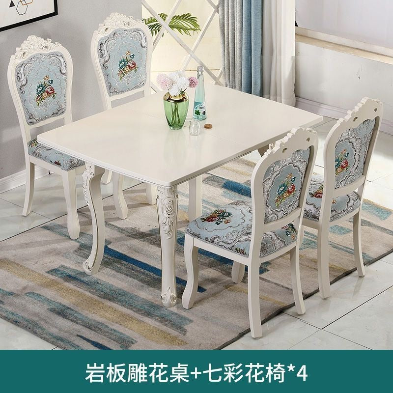 Dining table for home, small apartments, minimalist modern glass and solid wood folding rectangular dining table, european style dining table and chair set