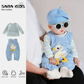 spring cartoon overalls two-piece baby outfit, newborn romper, boy's overalls