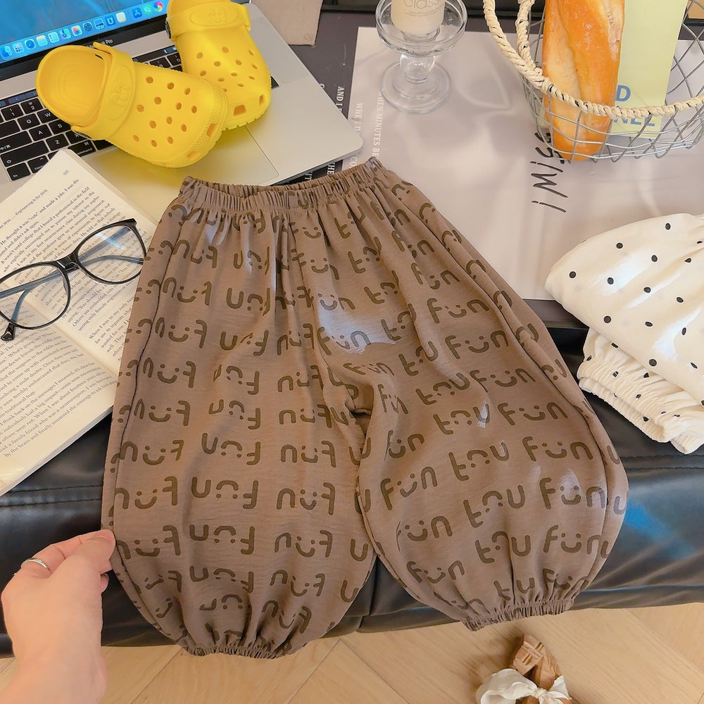 [korean style wear] children's anti-mosquito pants  summer thin ins style loose walking pants thin style