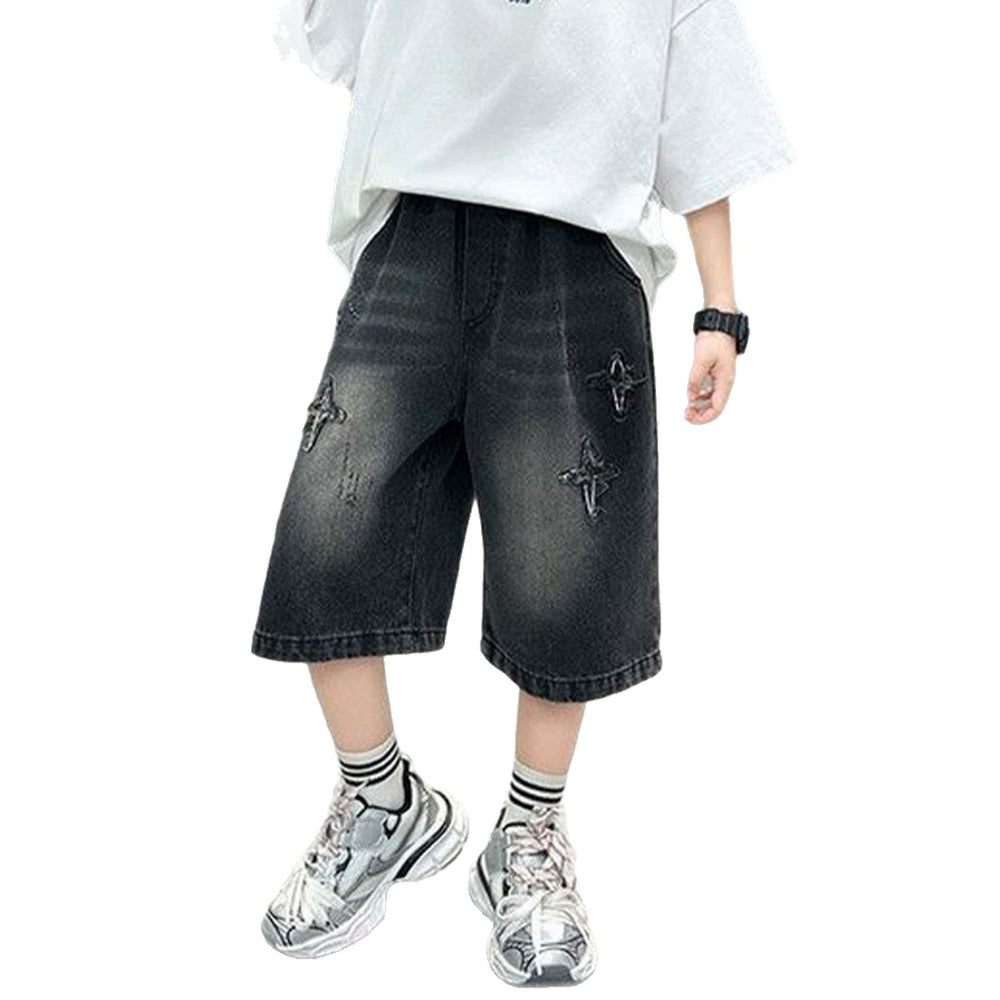 Kids' boys' summer lightweight pants - stylish new denim shorts for mid-to-large children - summer collection