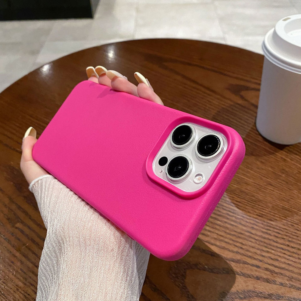 Suitable for apple 16promax leather texture simple pure color mobile phone case iphone11/13 anti-fall tpu protective cover