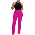 D3257 cross-border  fashionable european and american style casual solid color high-waisted wide-leg pants elastic african casual pants