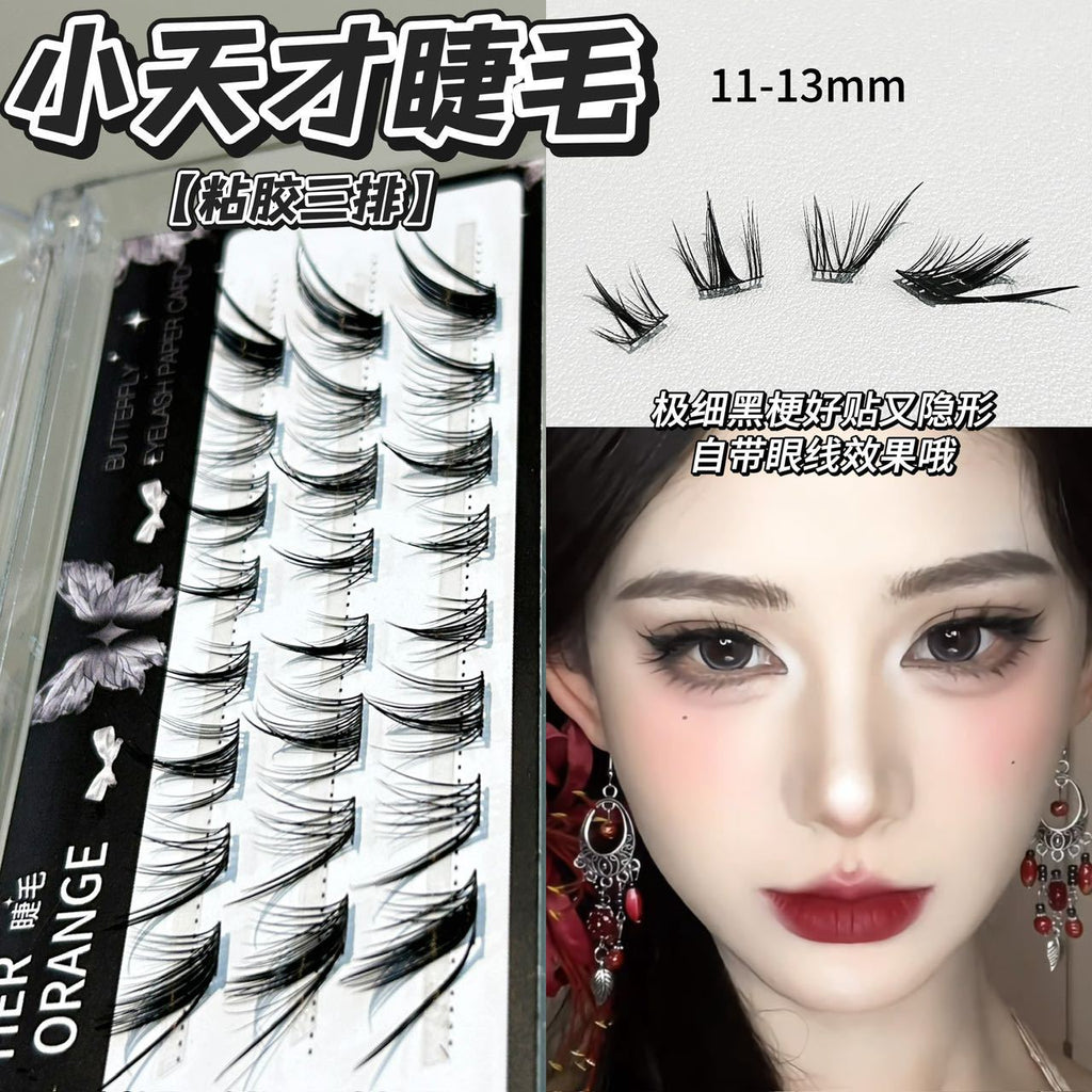 HERORANGE~ false eyelashes natural simulation single-cluster segmented end-of-eye elongation lazy self-adhesive glue-free false eyelashes