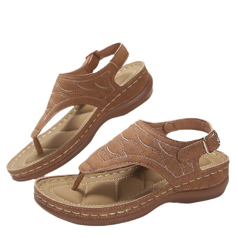 Women's thong sandals -  summer new arrivals, plus size, buckle closure, wedge heel, ready stock wholesale