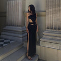 European and american style foreign trade hot-selling designer dress -  new women's bandeau cutout slit dress