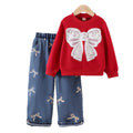 Kids clothing cross-border exportfall and winternew arrival children's burgundy long sleevessweatshirt+pantssuit