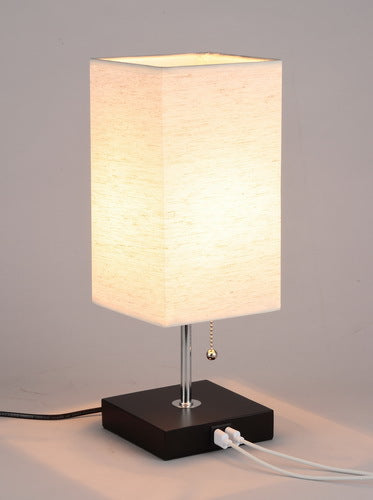 USB charging table lamp wooden base small table lamp  e-commerce  provides E26 zipper lamp holder touch dimming