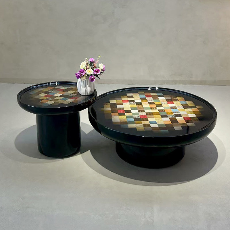 Italian minimalist round coffee table combination black wabi-sabi style living room for home designer creative classy paint coffee table