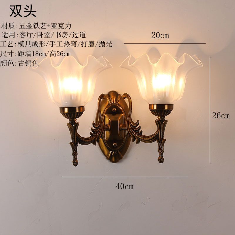 American retro wall lamp - minimalist, unique, creative bedside lamp for bedroom, hallway, corridor, stairway, living room, and study