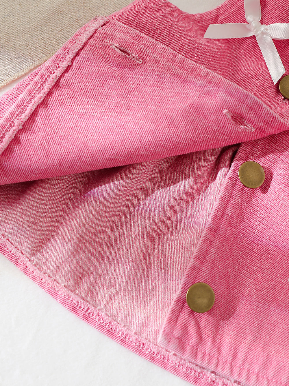 cross-border girls' fashion: european & american style halter collar denim vest + denim mini skirt bow set