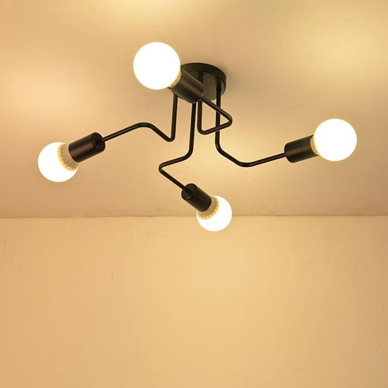 Nordic American simple modern living room wrought iron industrial wind ceiling light study bedroom dining room clothing store led light