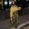 European and american style camouflage pants -  cross-border women's winter new arrivals - street fashion multi-pocket straight-leg jeans