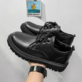 Men's business leather shoes - new 2026 collection - casual, versatile, british & hong kong style - perfect for weddings & grooming - black leather boots