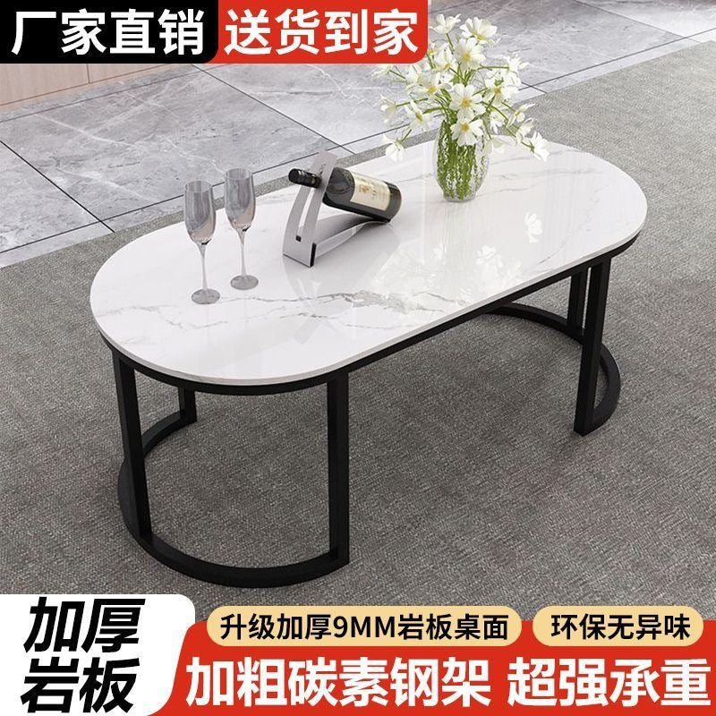Thickened coffee table living room for home small apartmentaccessible luxury modern rock slab small table casual oval popularnordic coffee table