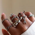 Korean ins ring wholesale cross-border geometric stacking jewelry cute niche high-end heart rabbit ring for women