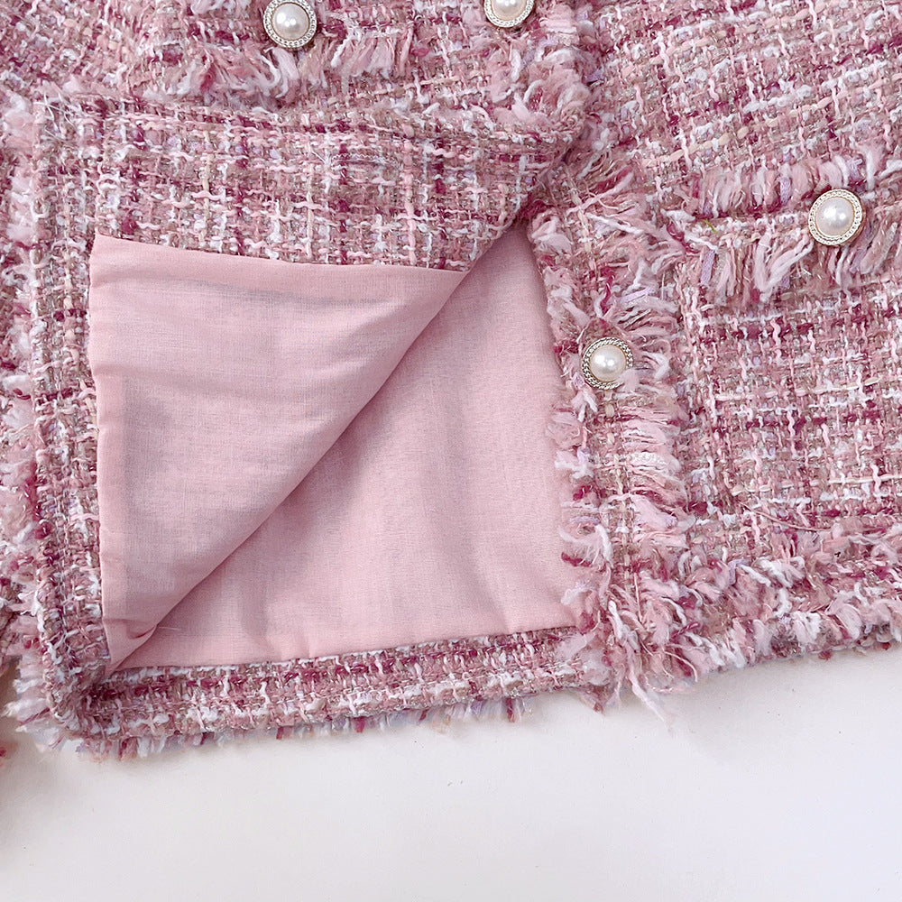 Girls' chic blouse - spring/autumn collection - korean style pink trendy light luxury baby cardigan