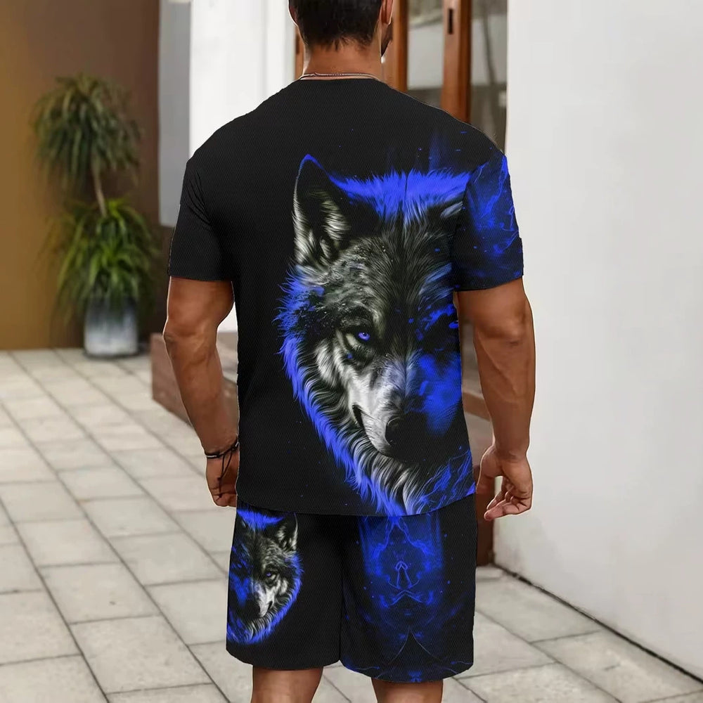 men's short-sleeve and shorts set, casual sportswear set, 3d printed cross-border hot seller, dropshipping available