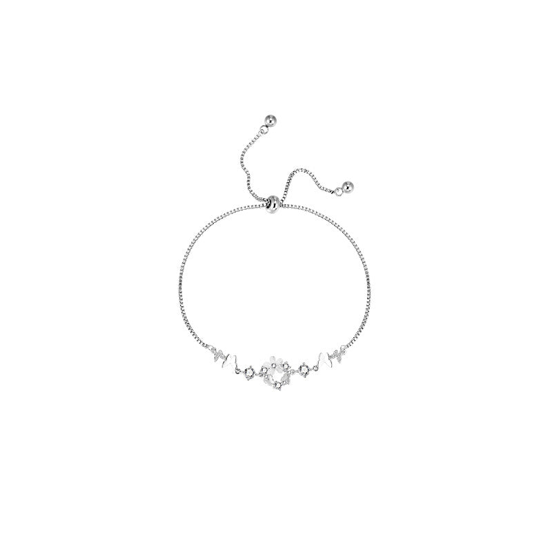 Korean floral pull bracelet - women's ins design, high-end butterfly friendship bracelet, bowknot titanium steel, hypoallergenic