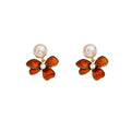 French gold-plated floral pearl earrings for women, 2025 new arrival, elegant, light luxury, high-end stud earrings, bestselling niche jewelry