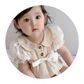 Summer gauze breathable bubble sleeve mesh bodysuit outfit with headband - fresh & chic short sleeve