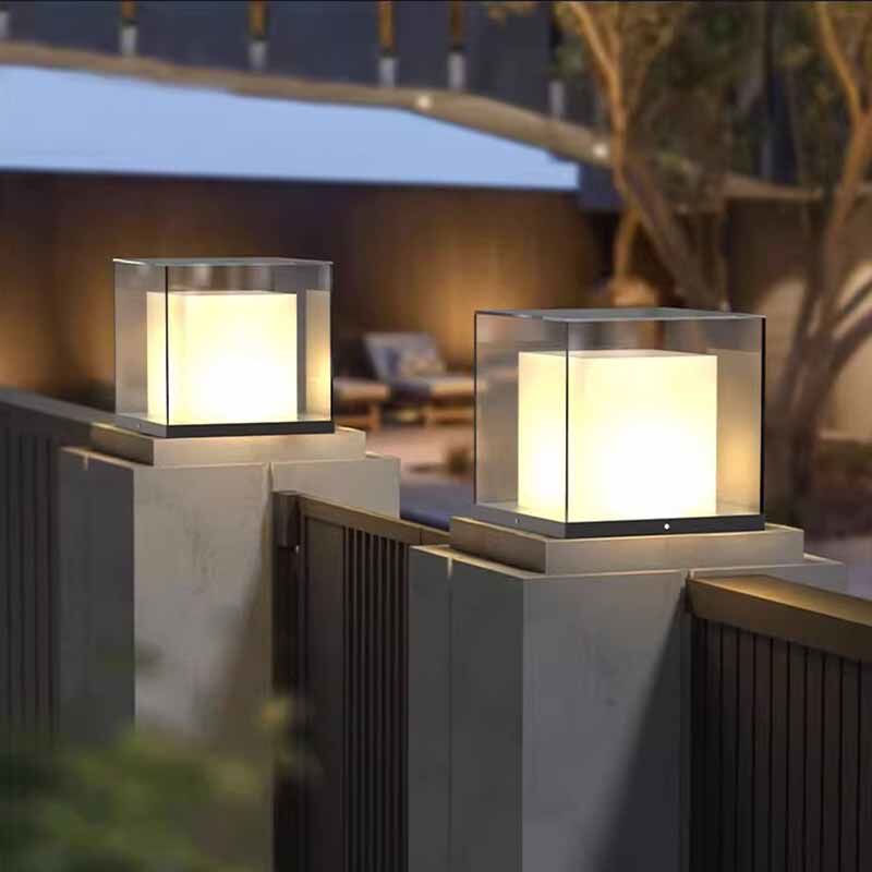 Outdoor villa pillar lights, solar powered post lights, waterproof courtyard fence lights, exterior doorway lights
