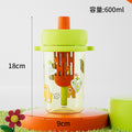 Cute cartoon straw cup - portable, leak-proof, and perfect for students and kids. ideal for indoor and outdoor use. transparent and easy to carry