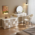 2025 new luxury solid wood vanity table - minimalist bedroom makeup desk with integrated chest of drawers, small storage cabinet, and makeup mirror