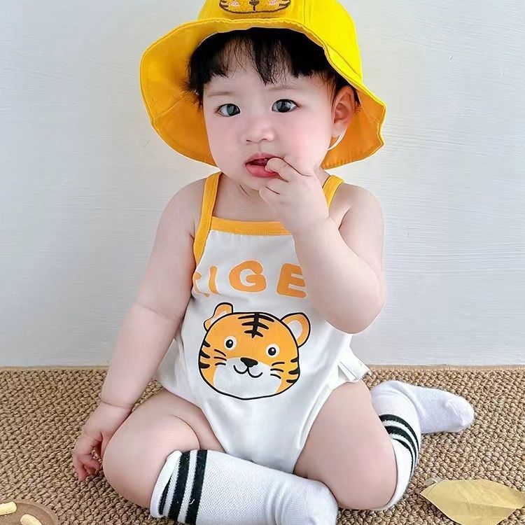 New arrival summer baby k-style one-piece clothes baby cartoon sleeveless romper boy casual suspender jacket