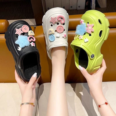 2024 new arrival croc shoes summer women's outwear thick solecute non-slip fashionpopular breathable toe slippers