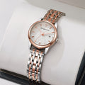 New classic waterproof calendar quartz watch for women - minimalist korean style, trendy diamond-accented, elegant stainless steel band