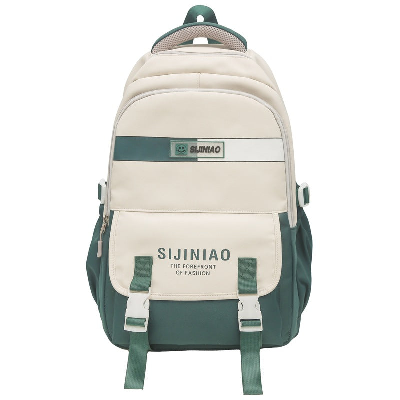 New contrasting color female junior high school student schoolbag fashion travel simple student backpack large capacity casual student backpack