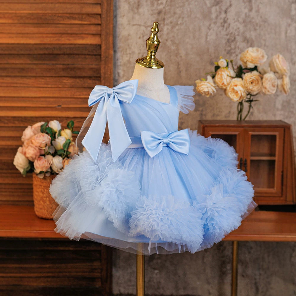 Dress mesh birthday kids dress trailing princess girl costume tutu skirt catwalk tutu piano costume