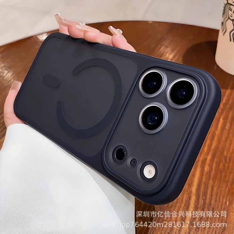 Creative detachable lens compatible iphone 17 pro max soft-touch sand magnetic phone case, iphone 14 drop-proof
