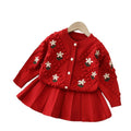 autumn/winter new knitted cardigan two-piece set - girls' outerwear & sweater set