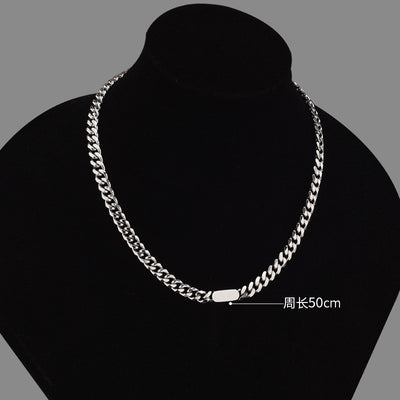 Jackson wang's same titanium steel cuban necklace cross-border fashion men's trendy brand clavicle chain accessories necklace stainless steel jewelry