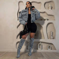 new european and american style international fashion multi-pocket denim cotton jacket