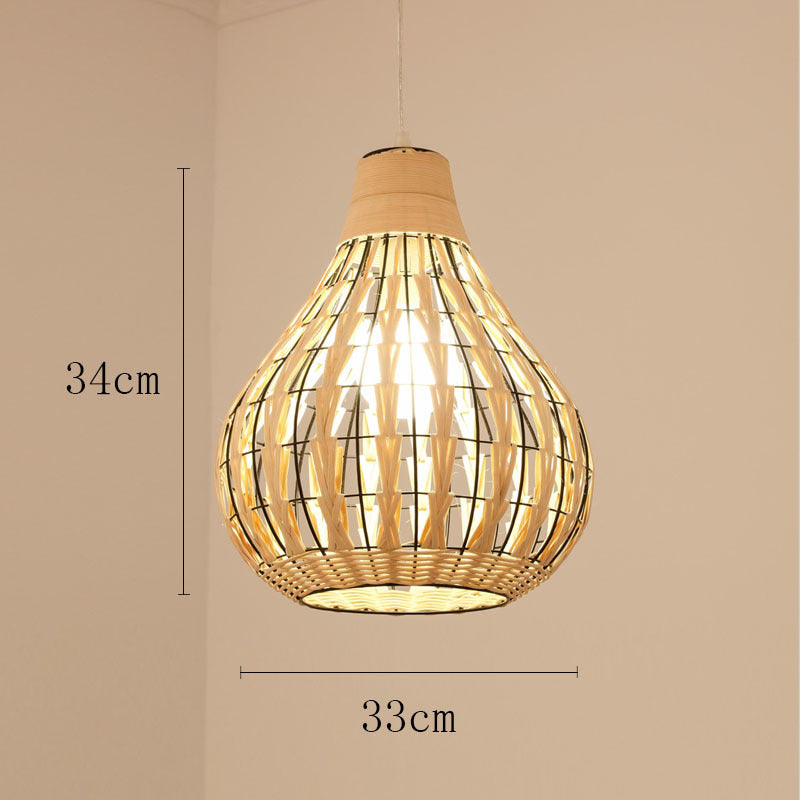 Vintage rattan straw hat chandelier rattan art round bird's nest Chinese pastoral hotel restaurant agritainment bed and breakfast straw hat lamp