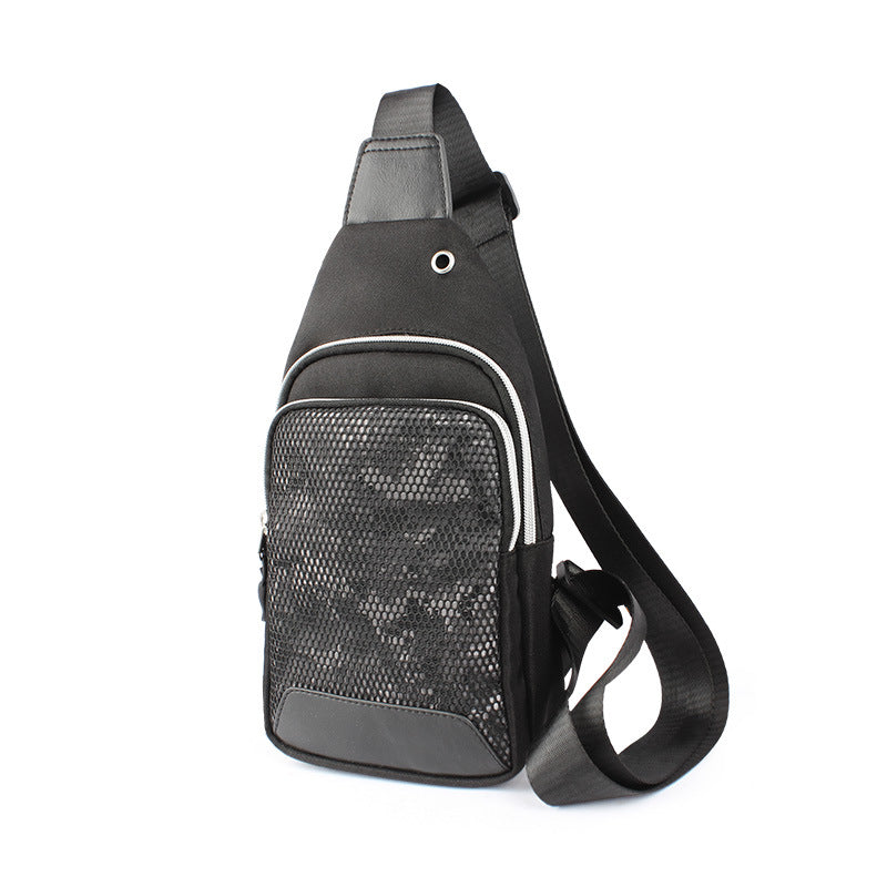 Customized trendy brand men's breast bag Oxford cloth sports shoulder lulu messenger bag multi-functional outdoor mobile phone bag custom