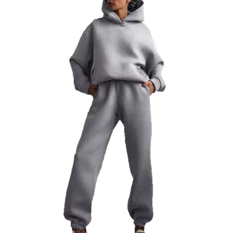 cross-border e-commerce women's fashion: european and american summer new arrivals - solid color casual sporty hoodie and pants set