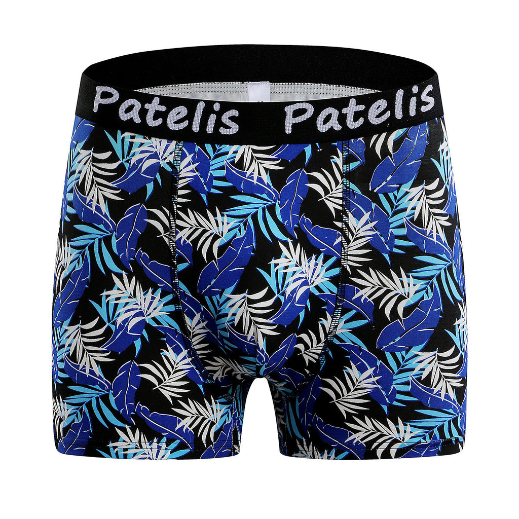 Boys' underwear fashionable sports cotton shorts high waist trendy underwear personalized pattern leaf model