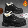 Men's winter 2025 new martin boots: fleece-lined, warm, work boots, waterproof, non-slip, chunky sole, trendy men's shoes